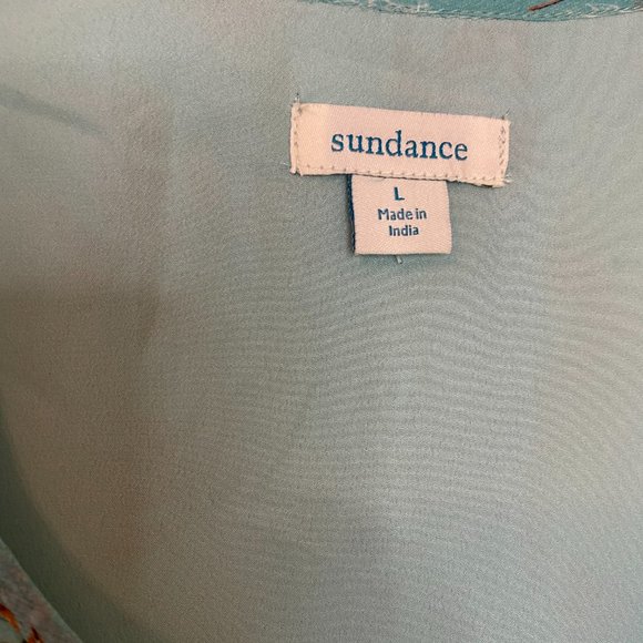 Sundance Wilde Aqua Chiffon Ruffle Loose Fit Boho Top Size Large - Picture 7 of 13